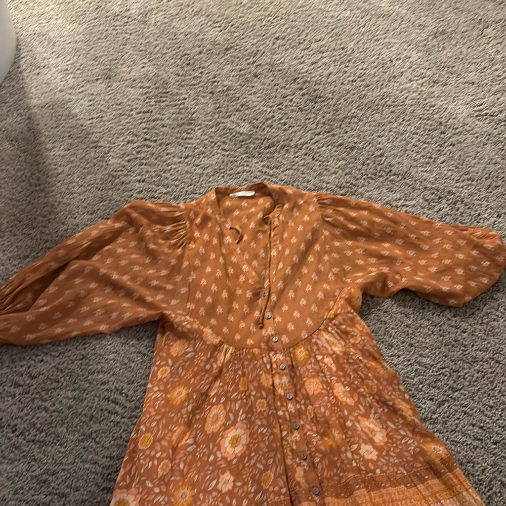 rusty colored floral maxi dress, size xs,